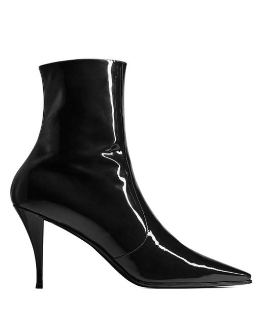 Saint Laurent Ziggy Zipped Boots In Patent Leather in Black for Men | Lyst
