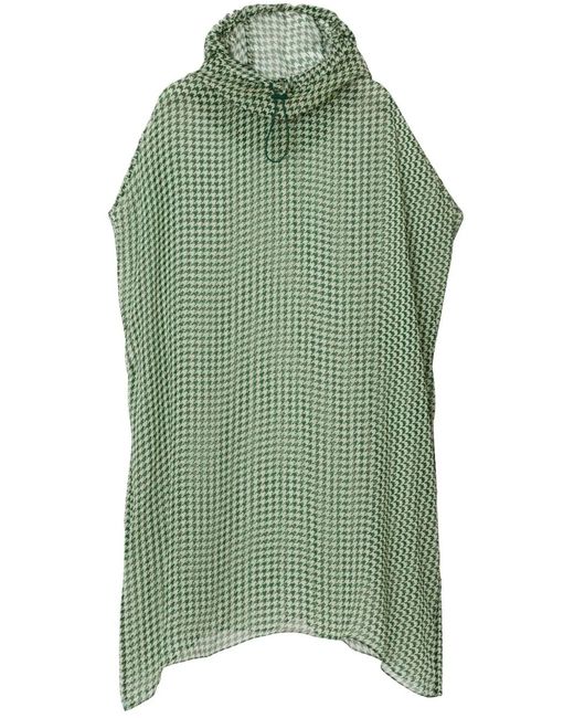 Burberry Green Sheer-Seidenkleid Mit Hahnentrittmuster