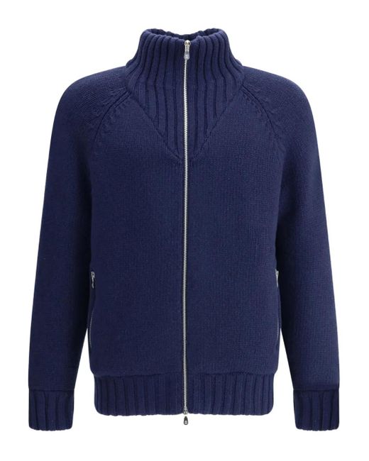 メンズ Brunello Cucinelli ハイネック カシミアジャケット Blue