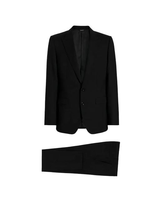 Dolce & Gabbana Black Single-Breasted Martini Light Wool-Gabardine Suit for men