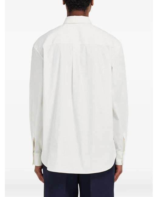 Ferragamo White Stretch Poplin Shirt for men