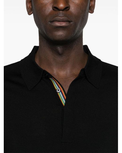 Paul Smith Black Fine-knit Polo Shirt for men