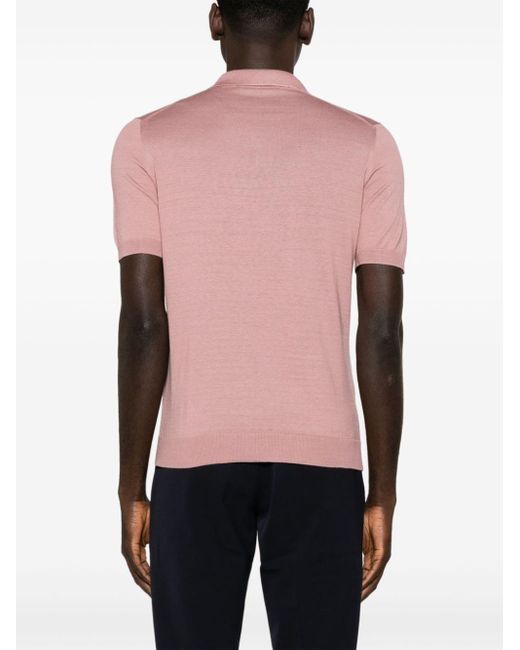 Tagliatore Pink Keith Silk Polo Shirt for men