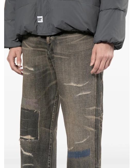 Neighborhood Gray Patchwork Distressed Jeans for men