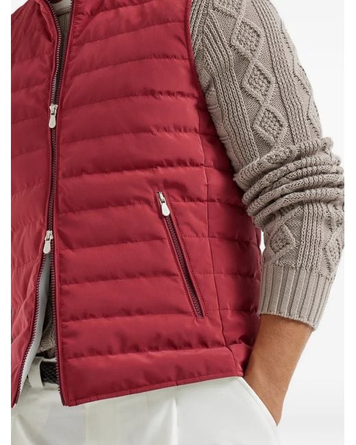 Brunello Cucinelli Red Down Vest for men