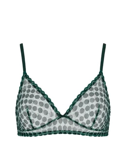 Laura Urbinati Green Soutien-Gorge En Tulle À Pois