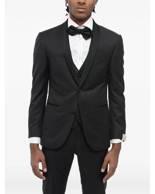 Corneliani Black Shawl-Collar Three-Piece Suit for men