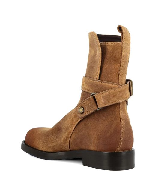 Burberry Brown Buckle Strap Boots