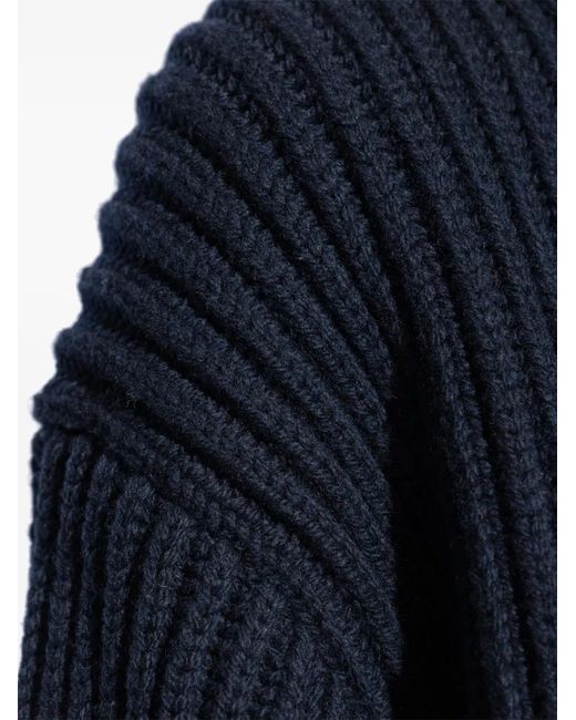Jil Sander Blue Chunky-Ribbed Wool Jumper