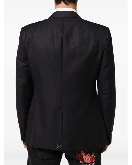Dolce & Gabbana Black Jacquard-Pattern Single-Breasted Blazer for men