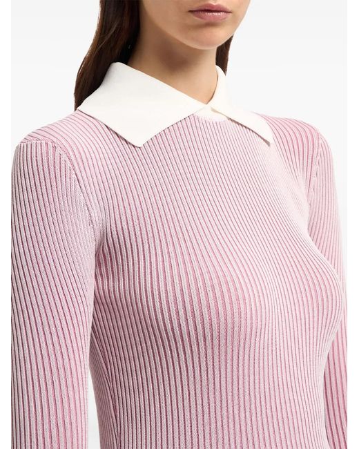 Gcds Pink Cropped Ribbed Knit Sweater