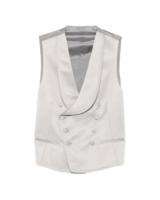 Tagliatore White Double-Breasted Shawl-Lapel Waistcoat for men