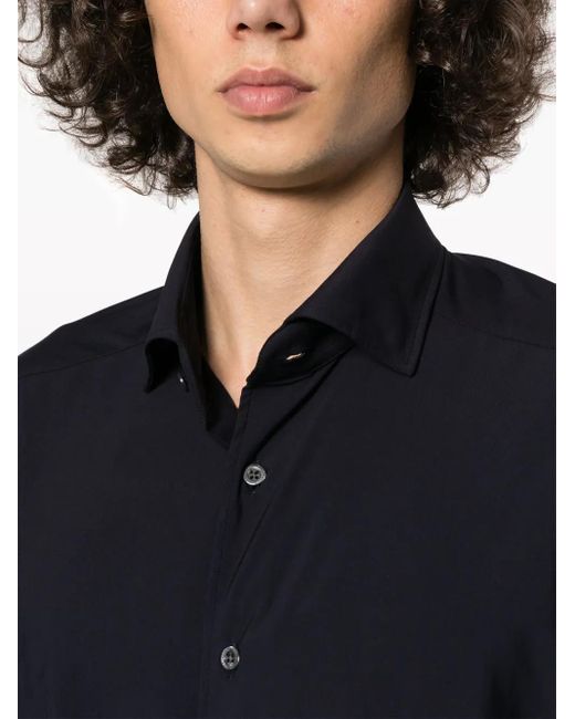 Corneliani Blue Spread-Collar Button-Up Shirt for men