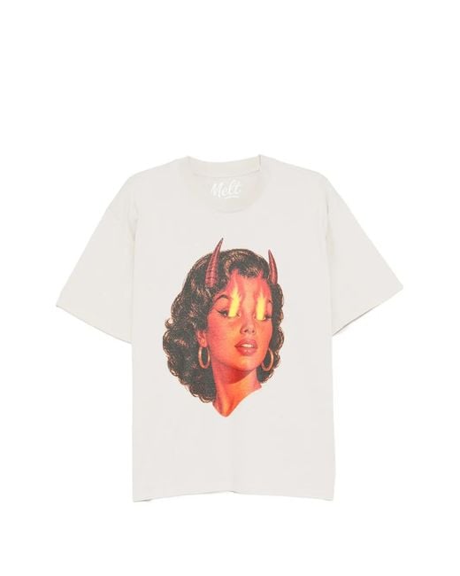 Melt White Graphic-Print Cotton T-Shirt for men