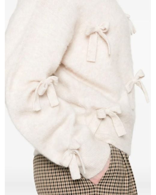 Aniye By Bow-embellished Zip-front Cardigan White