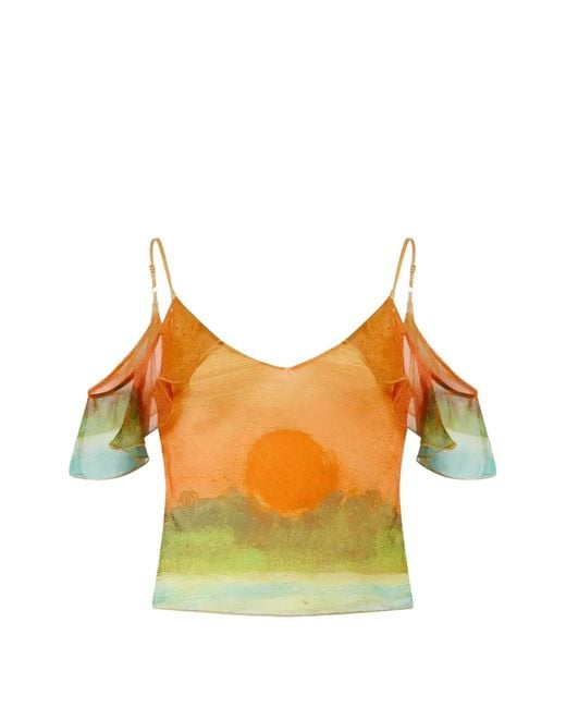 Donde Esteban Yellow Formentera Silk Top