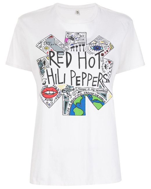 R13 White Red Hot Chili Peppers Printed T-shirt
