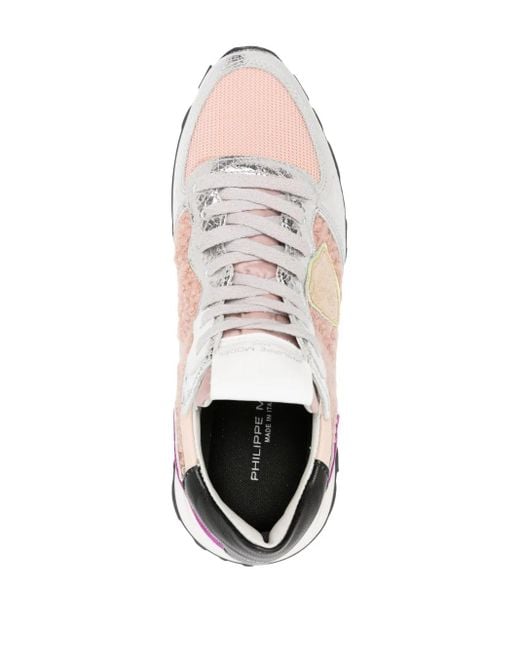 Philippe Model Pink Panelled Low-Top Sneakers