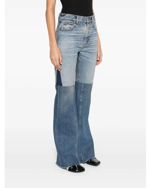 Chloé Blue Flared Patchwork Jeans