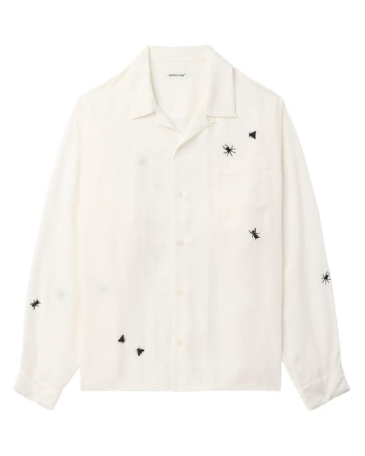 Undercover White Spider-embroidery Semi-sheer Shirt for men
