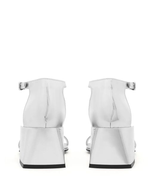 Courreges White Double Buckle Leather Sandals