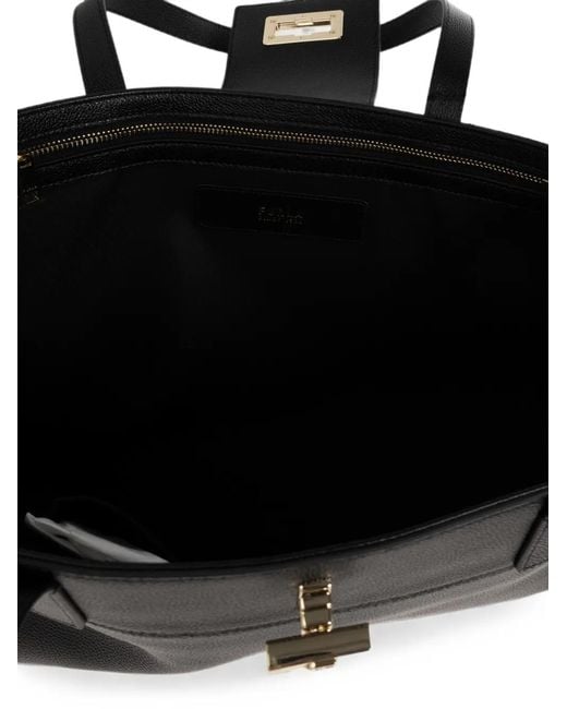 Furla Black Large Amelia Leather Shoulder Bag
