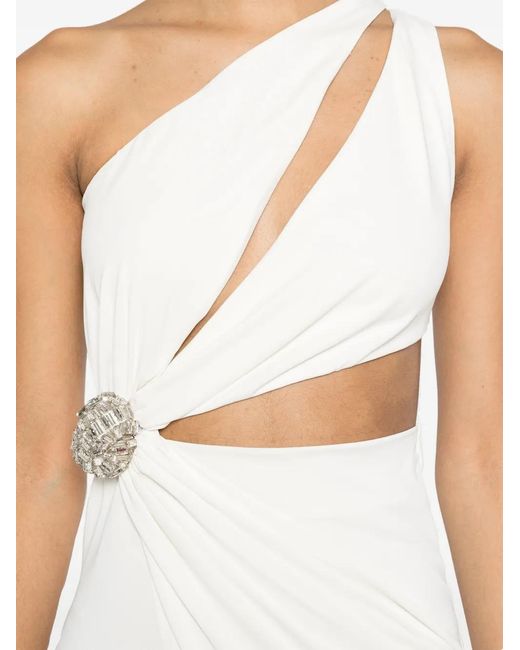 Amen White One-Shoulder Draped Mini Dress