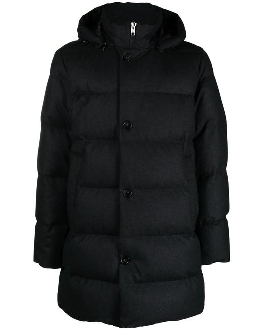 Woolrich Black Detachable-Hood Quilted Padded Coat for men