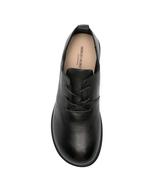 SERGIO MORETTI FIRENZE Black Lace-Up Leather Derby Shoes