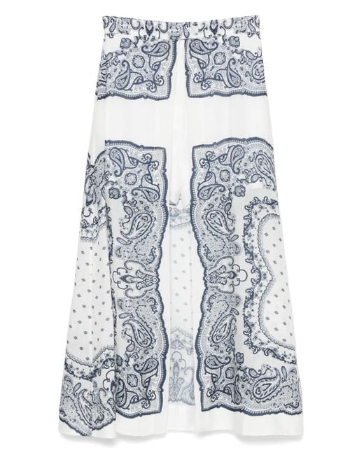 Sandro Blue Printed Skirt-Overlay Shorts