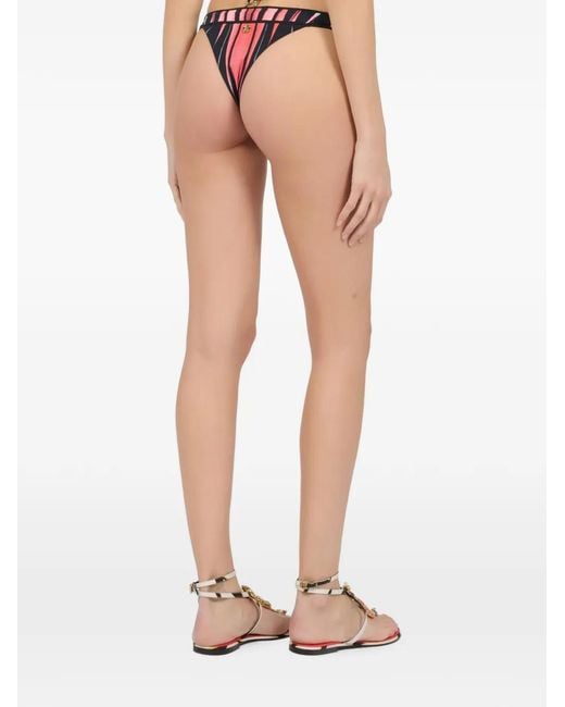 Roberto Cavalli Red Ray Of Paradise Graphic-Print Bikini Bottoms