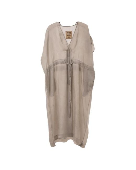 Uma Wang Natural Acre Drawstring-Waist Midi Dress