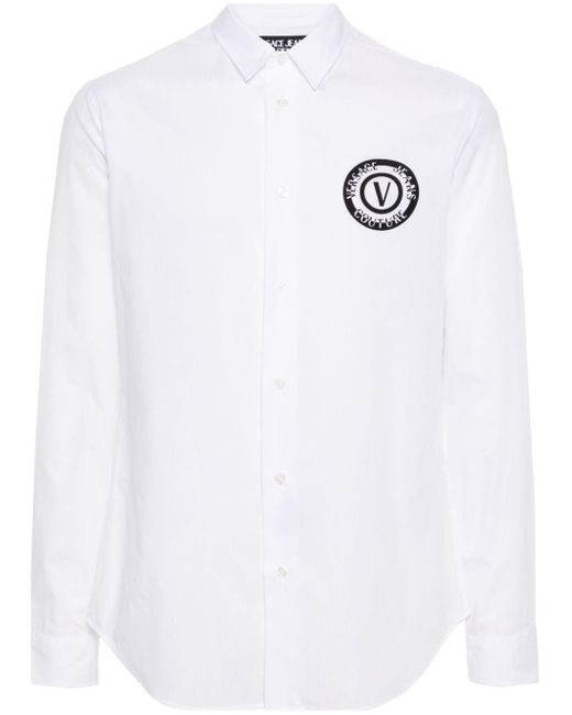 Versace White V-emblem Cotton Shirt for men