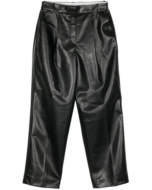 Calvin Klein Gray Pleated Straight-Leg Trousers