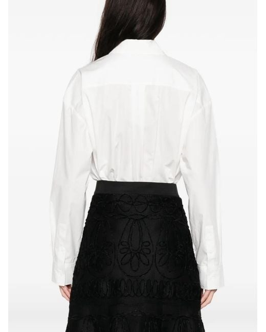 Maje Black Embroidered Basket-Weave Knit Skirt