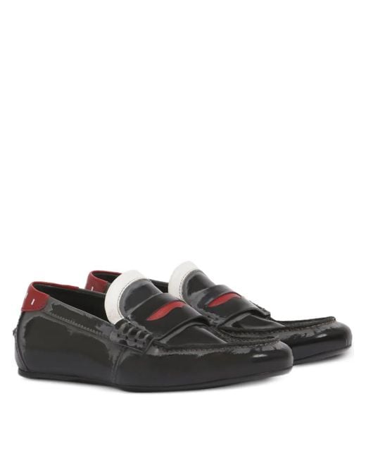 Marni Black Penny-Strap Leather Loafers
