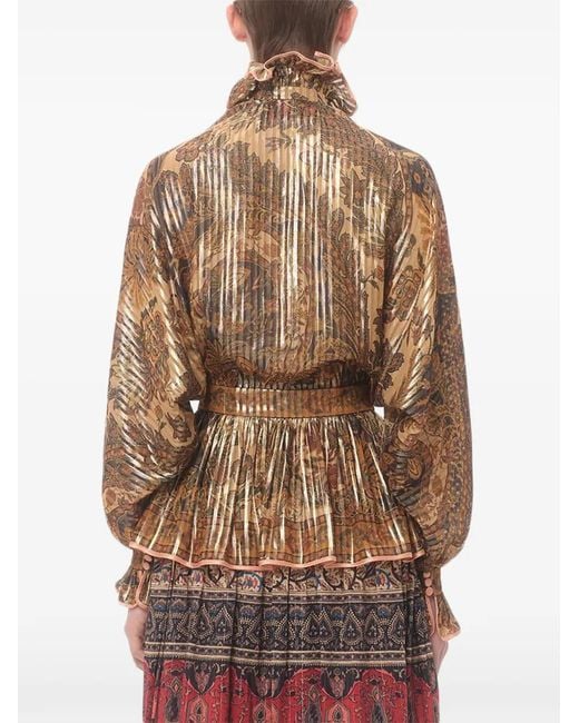 Valentino Garavani Natural Pekin Cashmere Voyage Imaginaire-Print Blouse