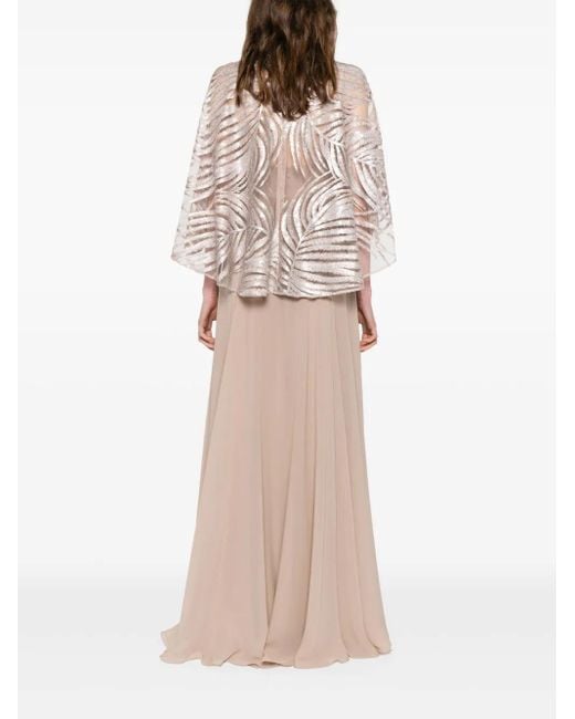 Abito Lungo Con Ricamo di Elie Saab in Natural