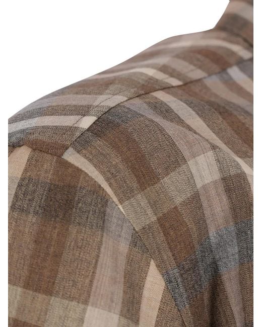 Auralee Brown Check-Pattern Drawstring-Hem Shirt for men