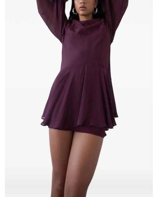 De La Vali Purple Terran Ruffled Mini Dress