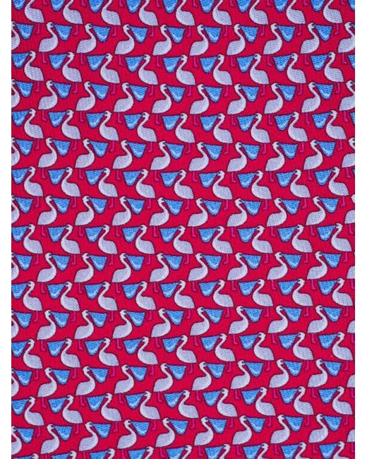 Ferragamo Pink Pilican-Pattern Tie for men