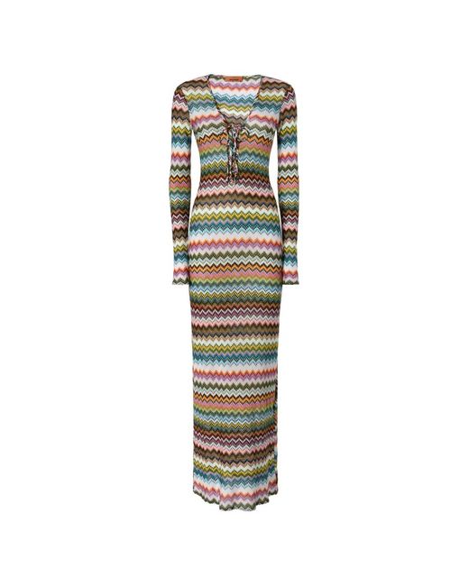 Missoni Women's Green Chevron-Pattern Tie Beach Dress - www.disolcolor.com