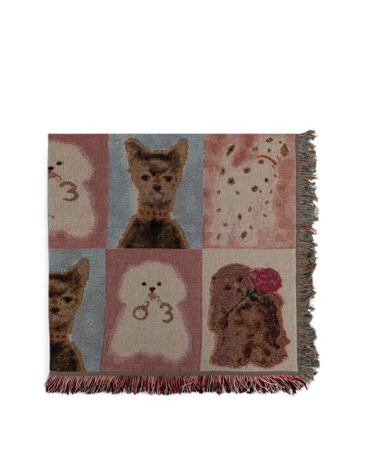 Carne Bollente Brown Graphic-Print Fringed Blanket