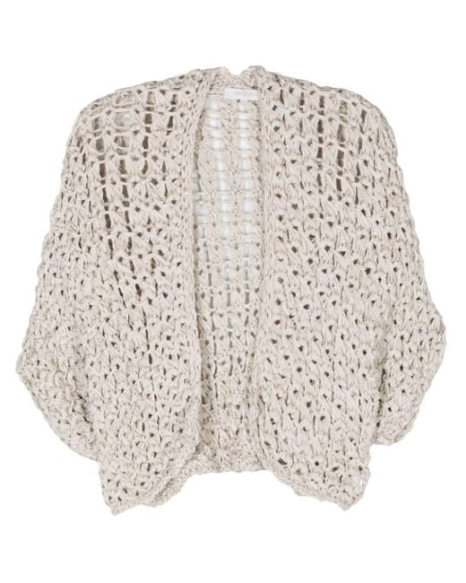 Antonelli Natural Sequin-embellished Chunky-knit Cardigan