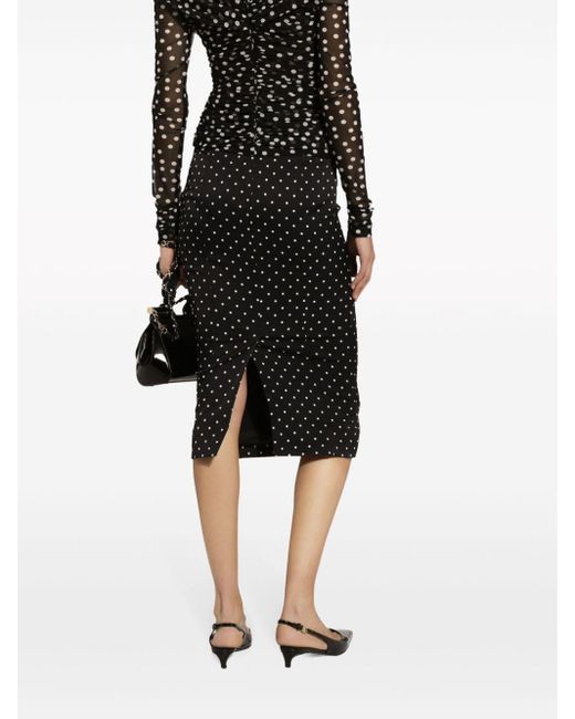 Dolce & Gabbana Black Polka-Dot Pencil Skirt