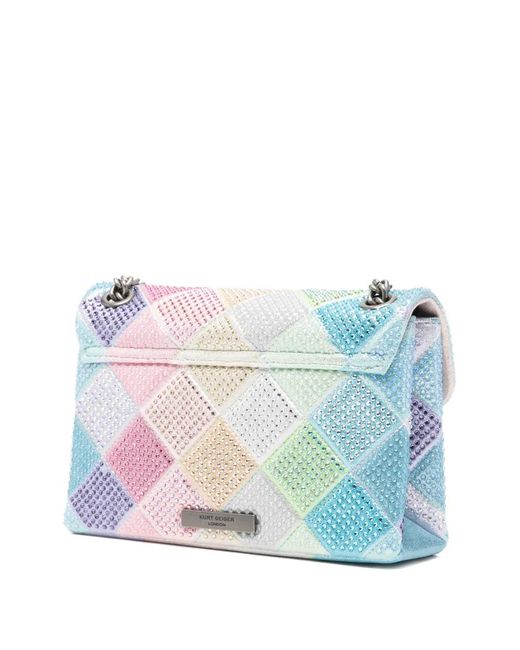 Kurt Geiger Blue Mini Kensington Diamanté Embellished Shoulder Bag