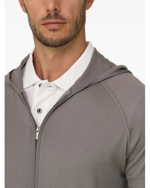 Boggi Gray Knitted Sweatshirt Full-Zip Hoodie for men