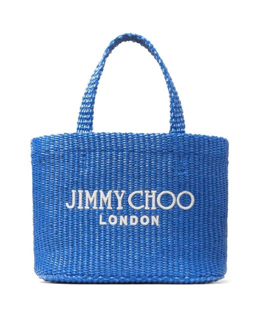 Jimmy Choo Blue Mini Logo-embroidered Beach Bag