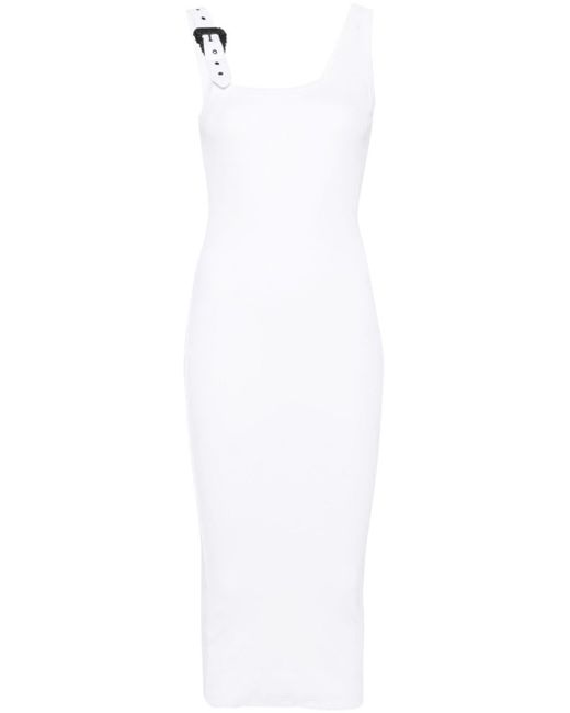 Versace White Ribbed-knit Midi Dress