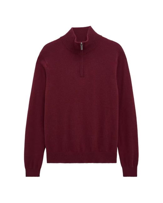 Pringle of Scotland Red Quarter-Zip Cashmere Sweater for men